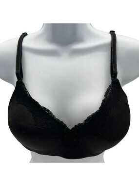 Maidenform Comfort Devotion No-Wire Embellished Demi Lift Bra Size 36B Black